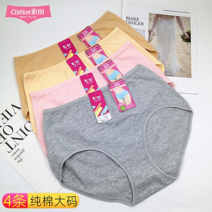 秋彩田裤头女棉质高腰胖MM大码透气妈妈舒适柔软7005女士简约短裤