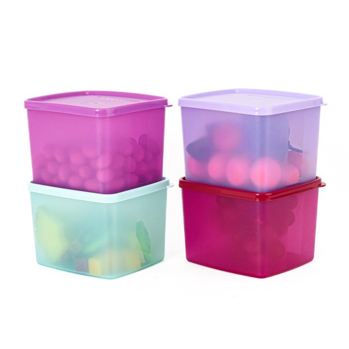 特百惠 800ML方形彩色保鲜盒 冰箱冷藏收纳盒蔬菜水果储藏盒