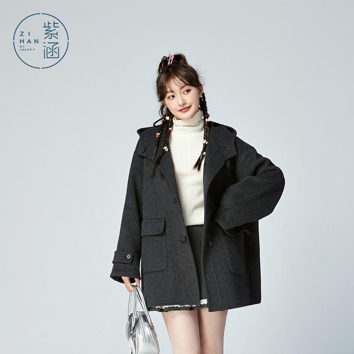 紫涵一手长双面羊毛大衣女冬新款保暖外套Z4Z10AW722