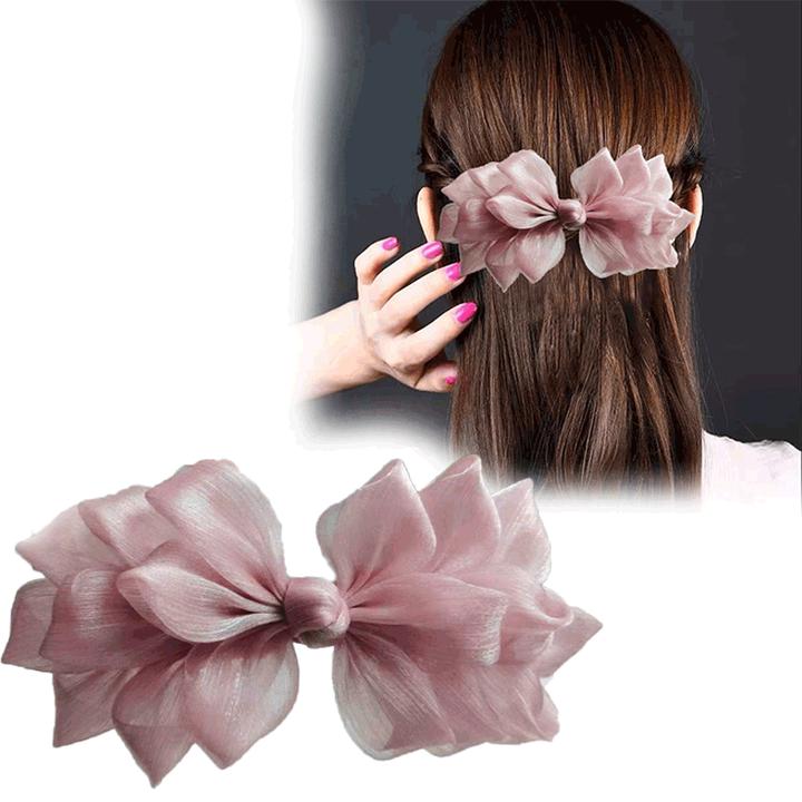 韩国新款欧根纱蝴蝶结弹簧夹公主头发夹网红超仙淑女百搭发饰潮