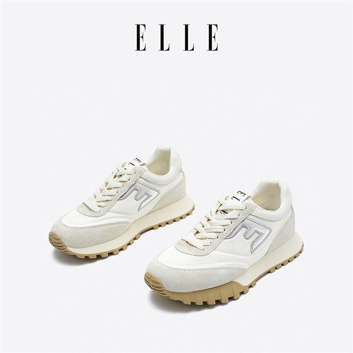ELLE厚底百搭阿甘鞋运动休闲鞋女2025秋季新款德训鞋显脚小老爹鞋