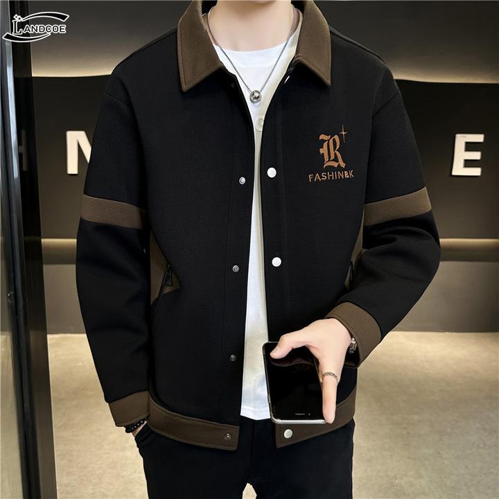 LANDCOE夹克休闲男外套秋季新款男士工装休闲运动潮流男装2024潮