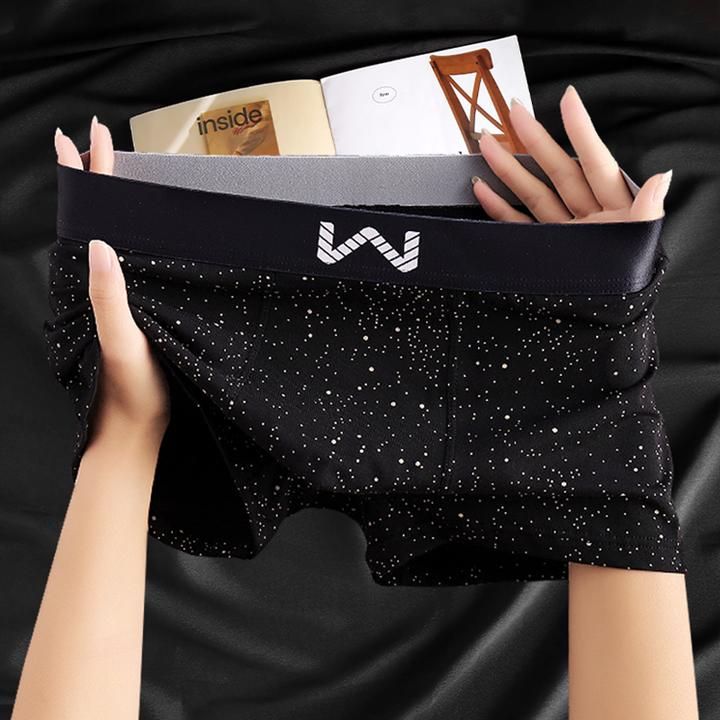 新款星空棉质男士内裤潮流时尚个性运动男生平角裤舒适内裤男款