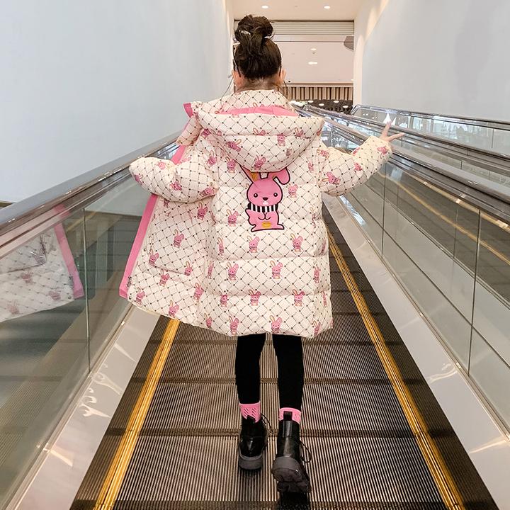 巴拉巴拉女童棉服中长款2024年新款儿童洋气冬装衣女孩冬季