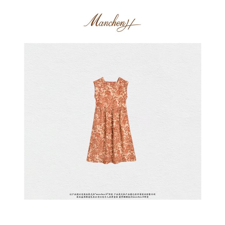 H姐曼辰“高定LP之华丽轻舞”重磅印花桑蚕丝气质连衣裙