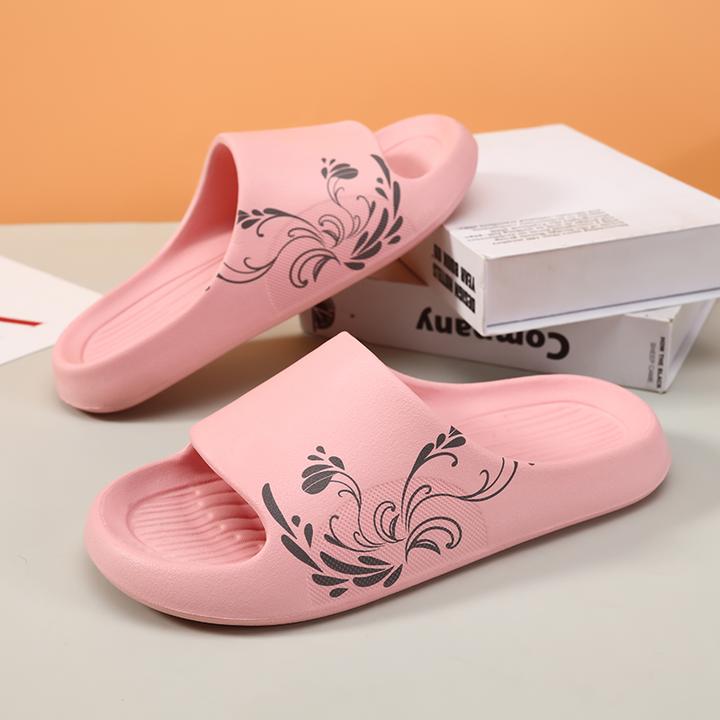 拖鞋女款花卉印花简约时尚外穿休闲居家耐磨防滑沙滩情侣凉拖鞋女