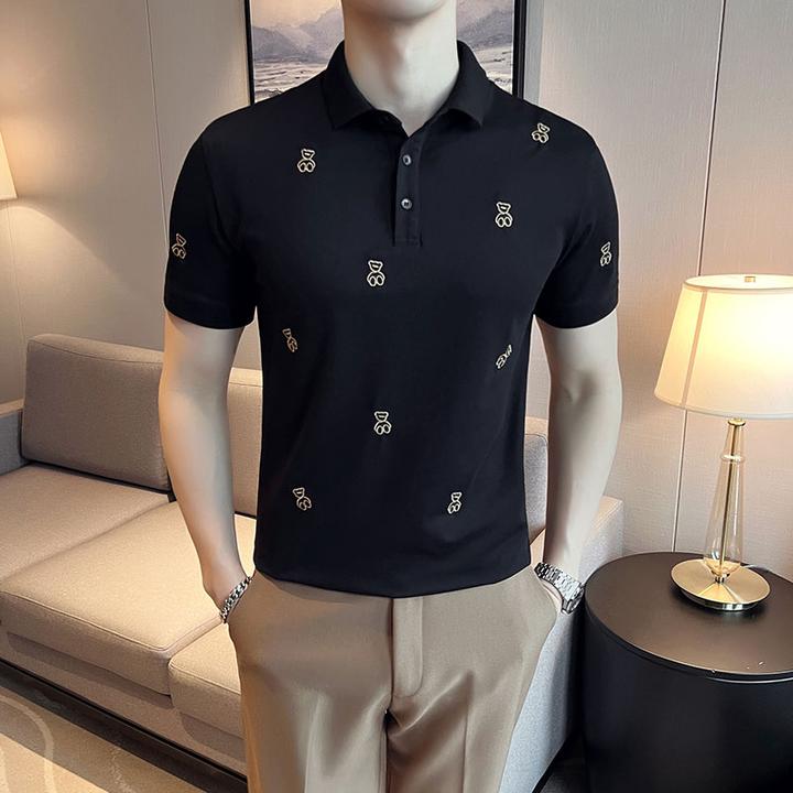 高品质时尚针织T恤男装polo夏季短袖翻领潮流修身帅气男士轻奢