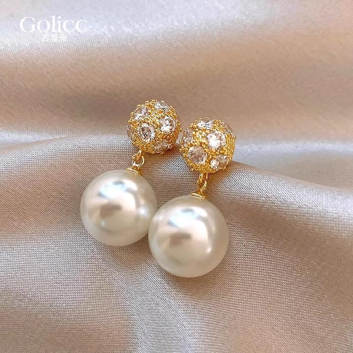 铜合金耳饰 轻奢珠珠耳坠锆石耳环小众设计感高级气质耳饰女耳钉