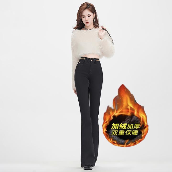 【REDU】 •微喇裤• 2025春夏新款设计女高腰弹力修身显瘦显高喇叭裤