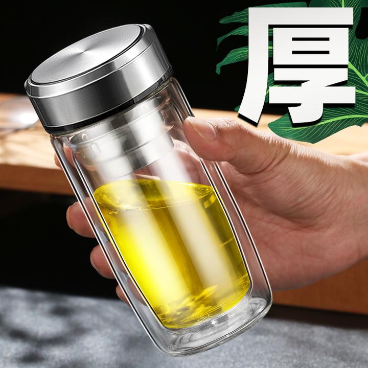 明徽鹅蛋杯双层玻璃杯大容量水杯男士泡茶高档杯子家用高硼硅玻璃