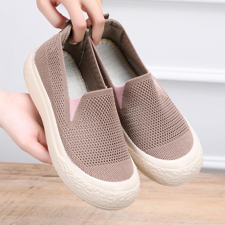 夏季老北京布鞋女镂空透气网面休闲运动网鞋舒适百搭一脚蹬妈妈鞋