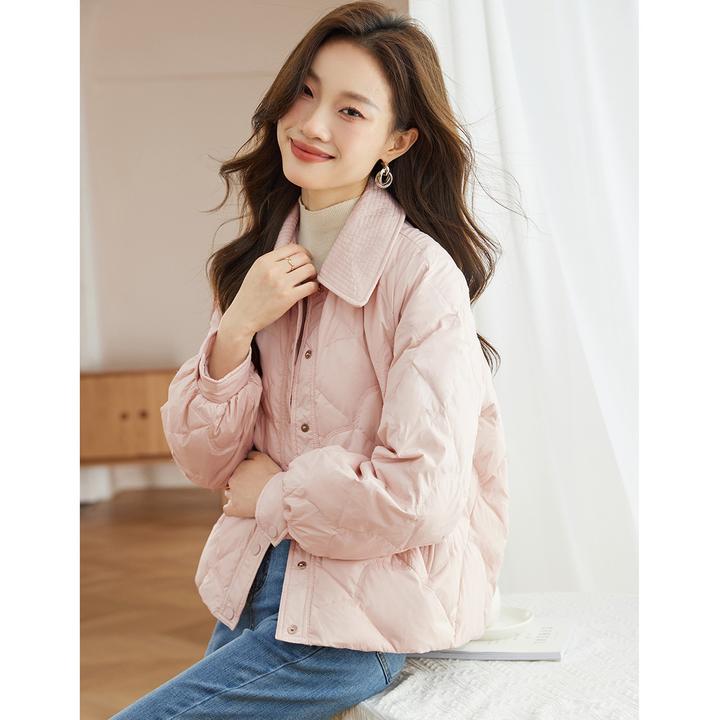 尚静通勤风90白鸭绒防风保暖轻薄羽绒服2025冬季新款时尚休闲显瘦