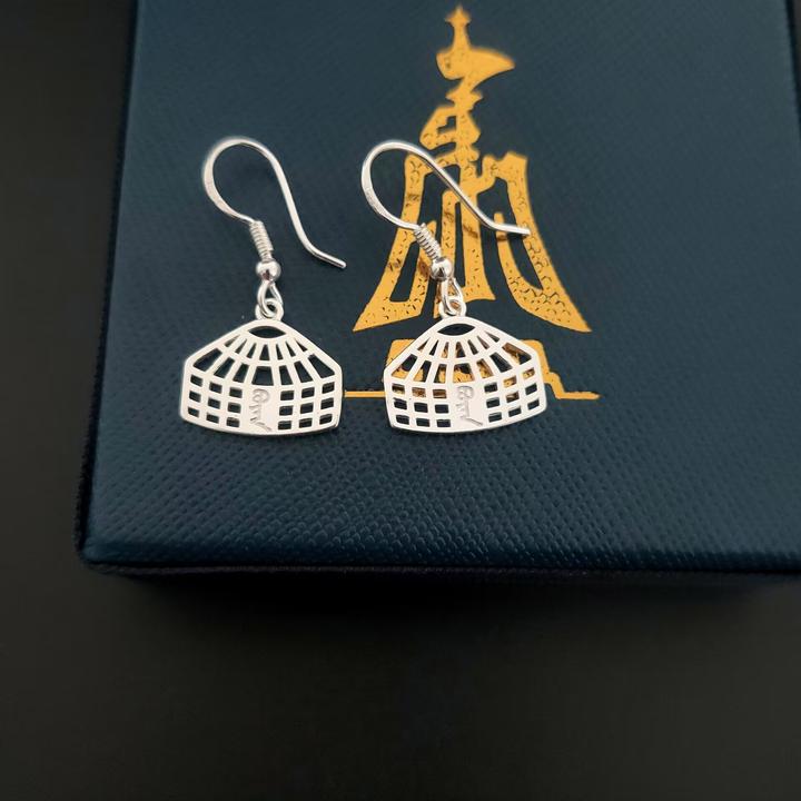 足银银制品 苏德银饰纯银蒙古包耳环项链民族风精品原创款日常