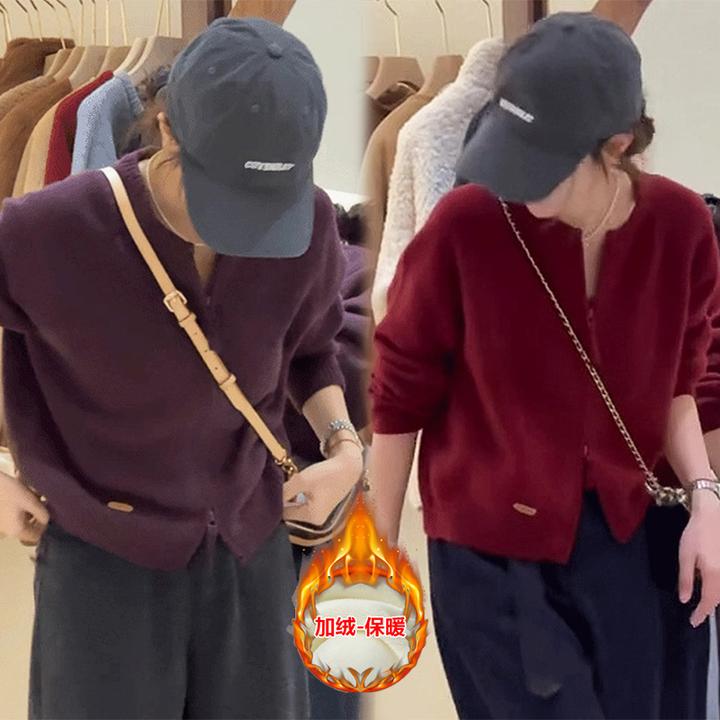 慵懒风秋冬短款拉链开衫毛衣外套女款2024新款冬季外穿针织衫上衣