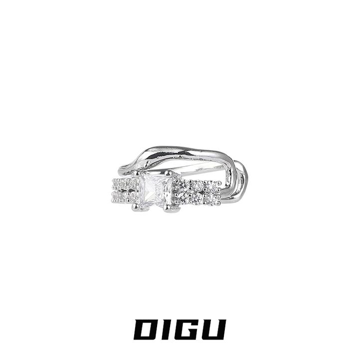 嘀咕家 铜合金合成锆石耳饰 小巧简约镶钻耳夹小众耳骨夹百搭耳饰