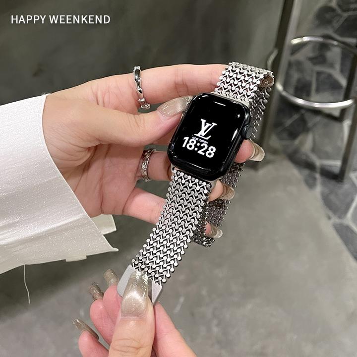 莫斯密码不锈钢表带磁吸适用iwatchs11苹果手表applewatch7s10e代