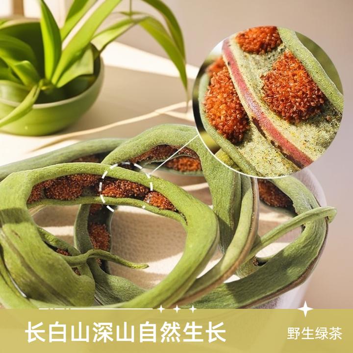 【孢子多】(野生黄金茶) 东北绿茶 长白山深山自然生长手工采摘