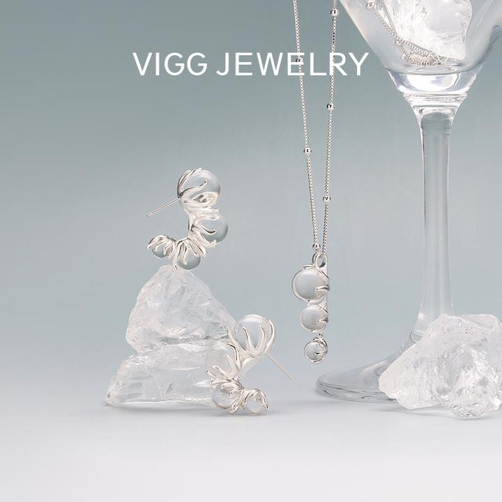 VIGG 铜合金耳饰 花露耳钉 时尚小众简约设计感