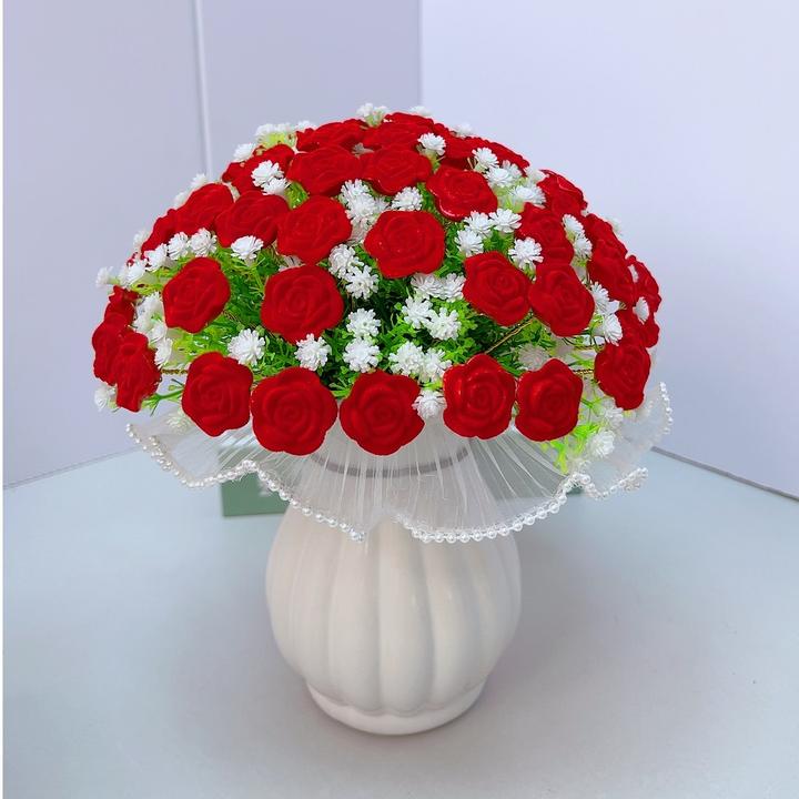 满天星大植绒玫瑰花手工DIY制作材料包