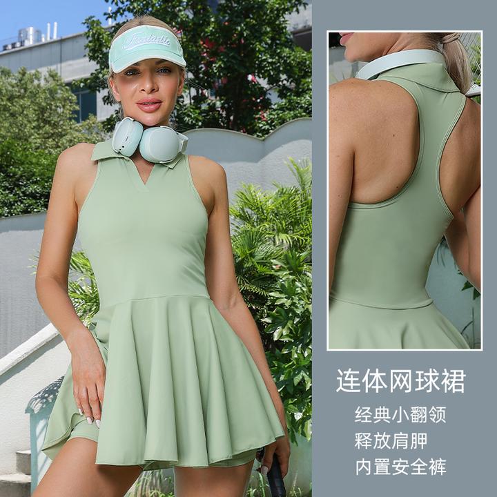 网球运动套装女时尚网球裙带胸垫防走光跑步运动短裙羽毛球网球服