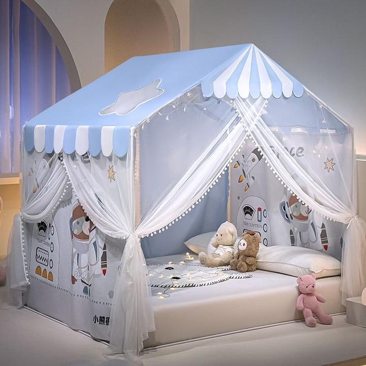 床上帐篷室内分床神器蚊帐落地蚊帐儿童家用游戏屋男孩床帘遮光