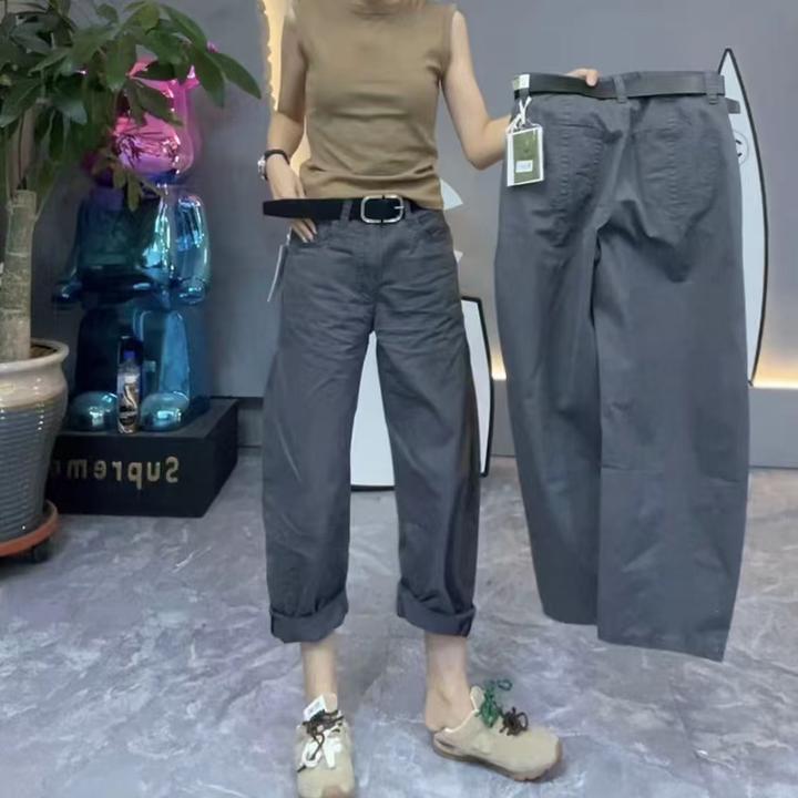 格洛森女装早秋新款薄款梨型身材奶奶裤显瘦速干休闲裤哈伦弯刀裤