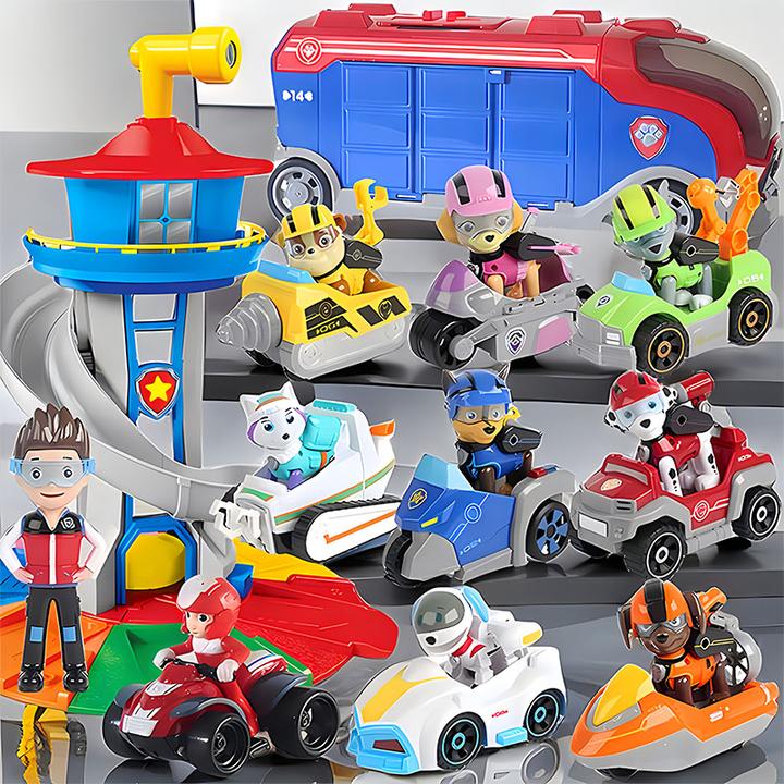 汪汪队玩具全集系列新款总部巡逻车变形狗狗瞭望塔中巴大巴回力车