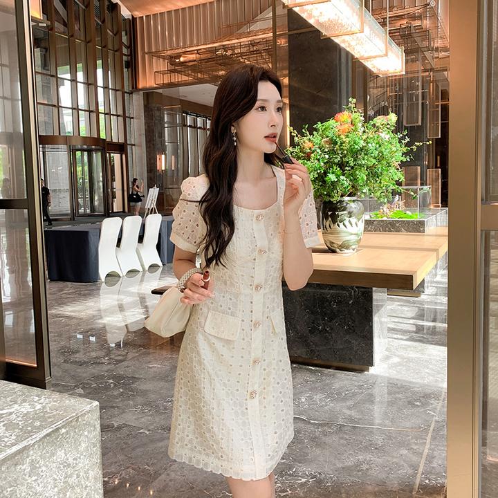 奢姿品牌【韩剧女主角】小香风绣花连衣裙大码女装夏季新款气质裙子