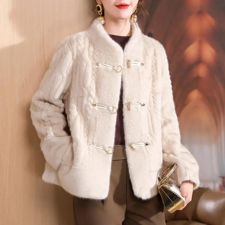 2024新款秋冬加厚轻奢显瘦高端气质短款立领百搭妈妈装女士外套09