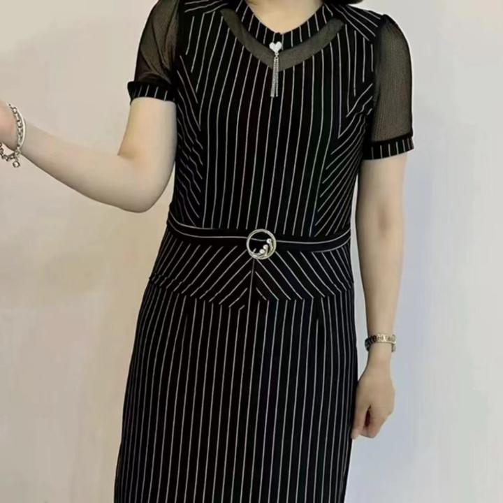 夏季新款连衣裙遮肉显瘦气质妈妈装中长款裙子