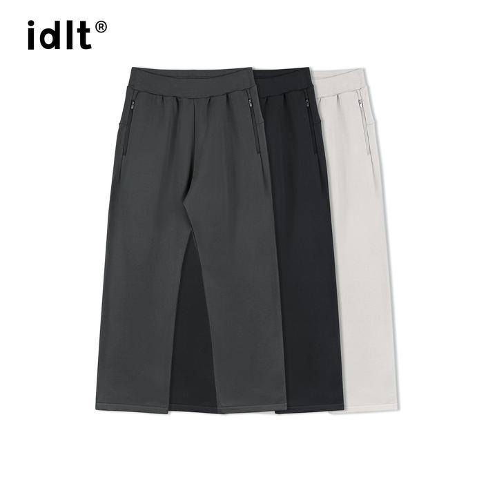 idlt 阔腿宽松卫裤400g全棉拉链运动休闲裤街头基础款高能感男N72