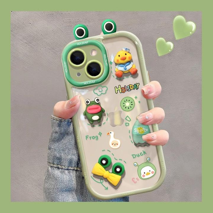 趣味青蛙立体公仔适用苹果16promax手机壳iPhone15pro新17promax