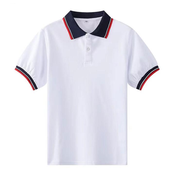 学生校服短袖夏季薄短袖上衣中学生校服白色polo衫高级中学校服棉