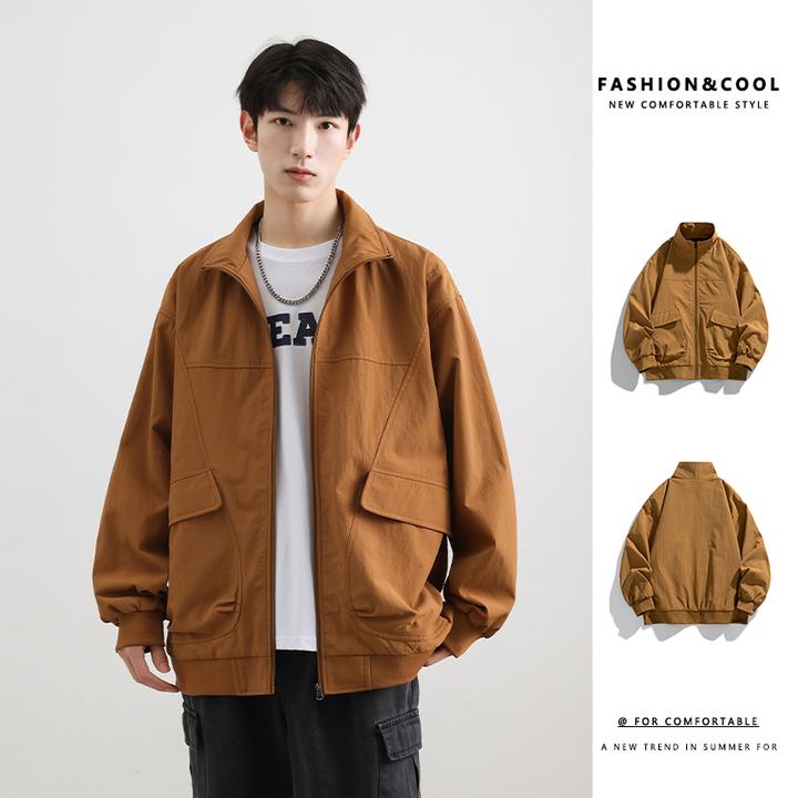 男士工装外套春秋季2024新款美式宽松棒球服潮牌高街复古飞行夹克