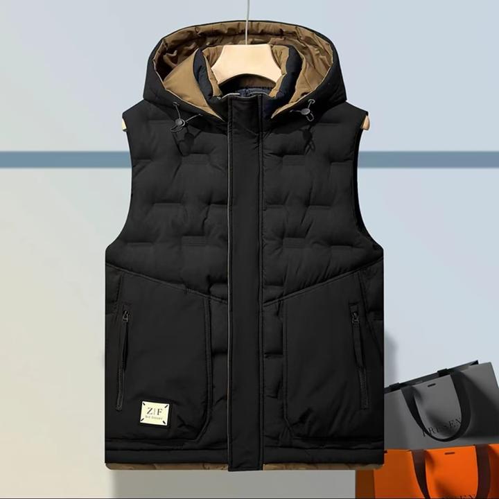 09#秋冬新款男款保暖马甲可拆卸帽重工拼色男士棉马甲棉坎肩外套