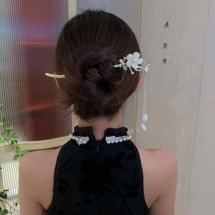 玉兰花步摇流苏簪子新中式手工发簪古风旗袍汉服2025发饰头饰盘发