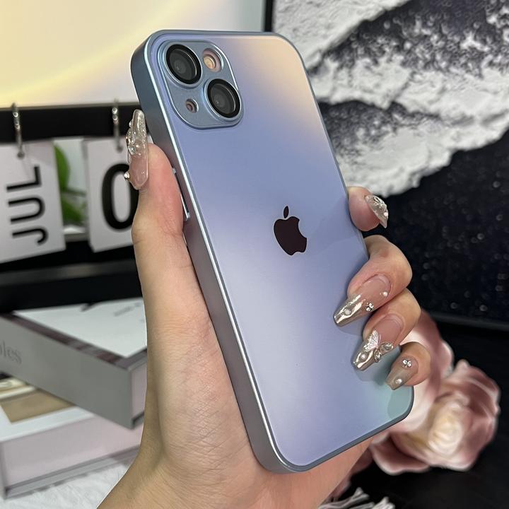 适用于苹果iPhone13全包玻璃渐变防摔自带镜头膜网红手机壳保护套