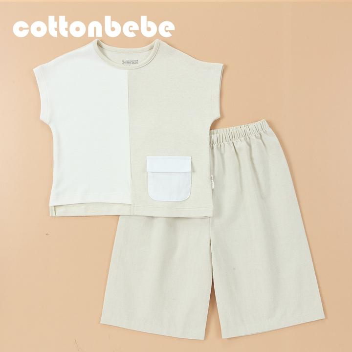 COTTONBEBE2022夏日新款针织无袖T恤短裤套装童装夏季夏装儿童