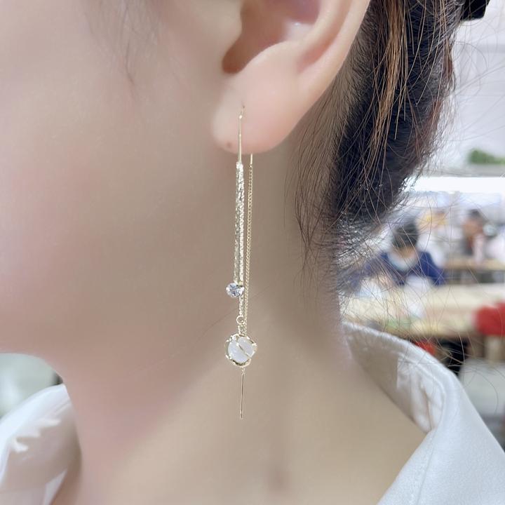 铜合金耳饰 一心一意高级感流苏气质时尚百搭精致长款优雅耳线76