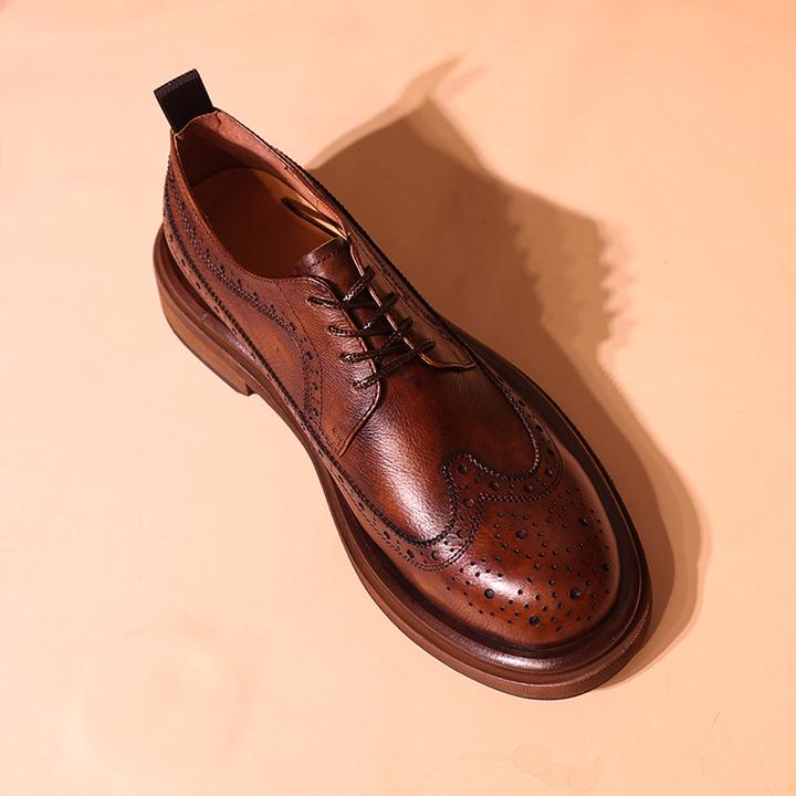 手工】德比鞋男商务男鞋真皮男春夏新品布洛克男鞋潮男式男款