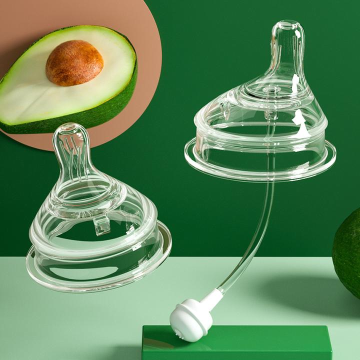 奈挺尔新生儿鸭嘴吸管奶嘴偏离中心防胀气防呛奶6cm宽口耐高温