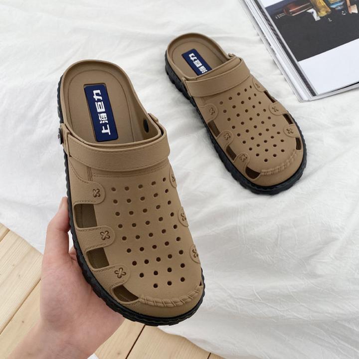 洞洞鞋夏男士外穿拖鞋软底凉拖鞋沙滩鞋镂空男鞋透气潮流厚底防滑