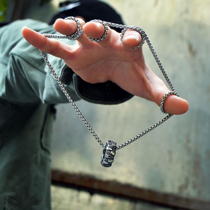 命运之轮吊坠机车项链男士韩版潮男个性毛衣链嘻哈挂件配饰装饰品