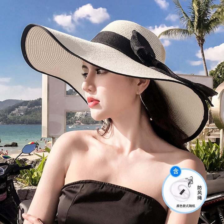 【沙滩草帽子】春秋海边遮阳帽大檐度假百搭大沿夏天户外时尚韩版