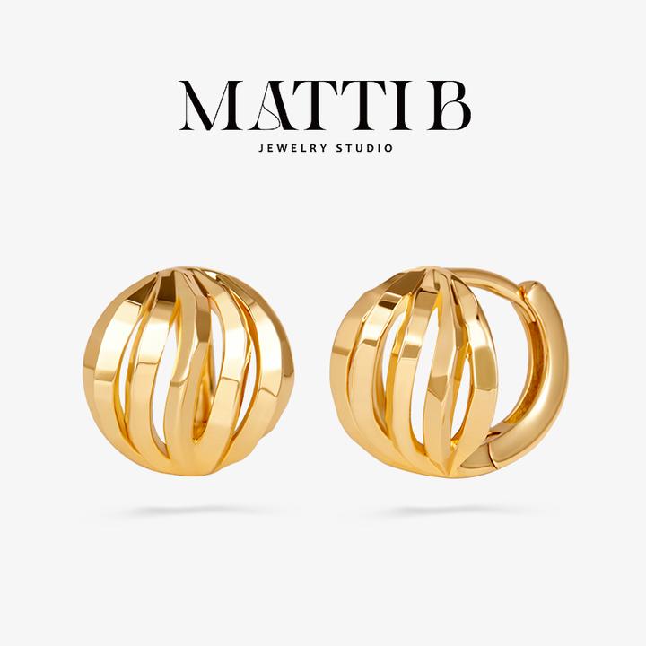 铜合金耳饰 小众设计感复古镂空圆球气质轻奢高级耳环女耳扣1862