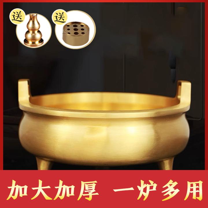 纯铜香炉招财炉线香炉大号檀香炉上香炉供佛家用室内供奉炉宣德炉