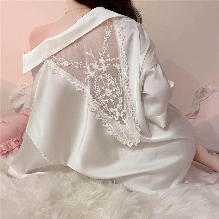 性感衬衫睡裙冰丝睡衣女款爆款2025新款夏季大码家居服直播第一名