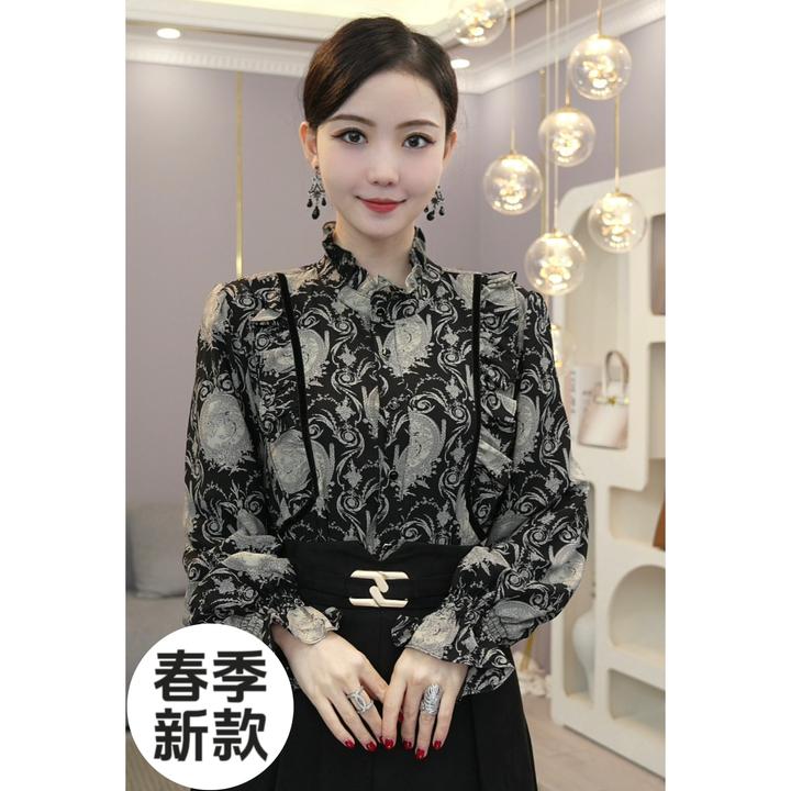 薄款现货2025春季【3796-1】轻奢高级时尚小众设计师复古百搭上衣女