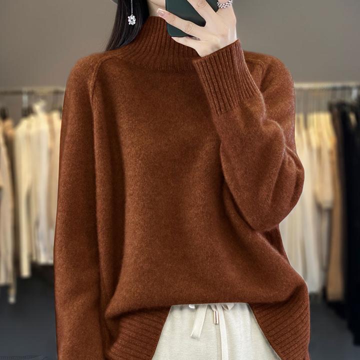 100纯羊毛衫女秋冬高领插肩套头加厚毛衣宽松内搭针织上衣NS3258