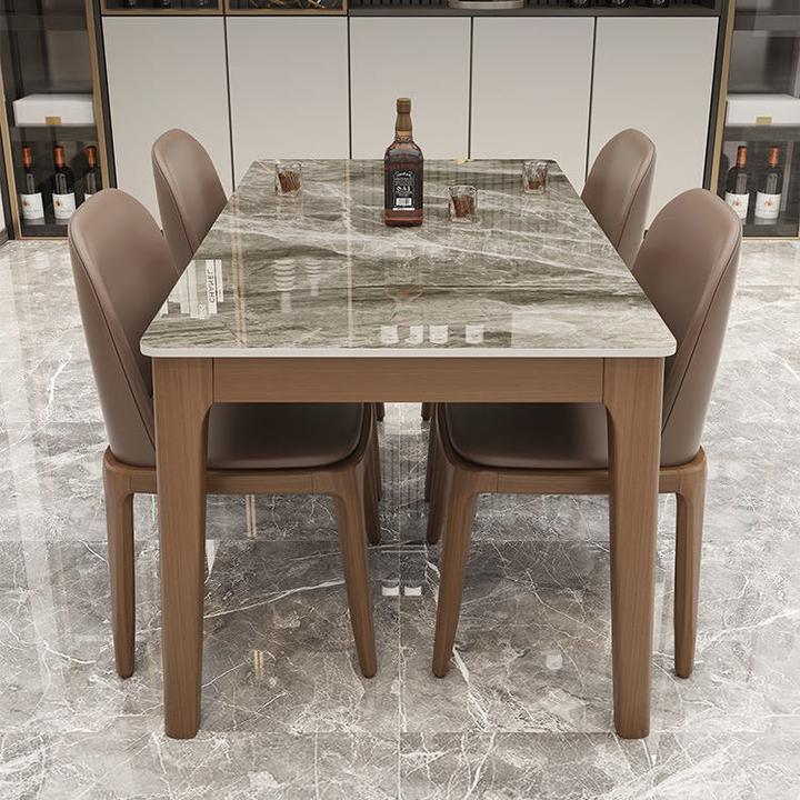 2024新款岩板餐桌意式大理石家用小户型简约长方形实木餐桌椅组合